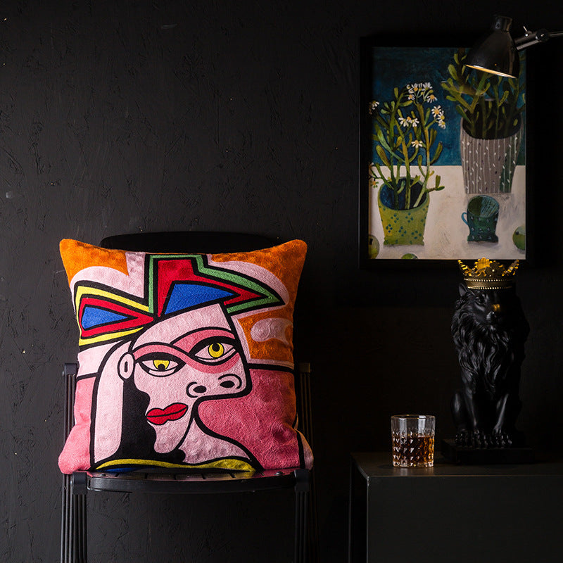 HKM-343251 Geometric Abstraction Cotton Pillowcase - European Style Cushion Cover