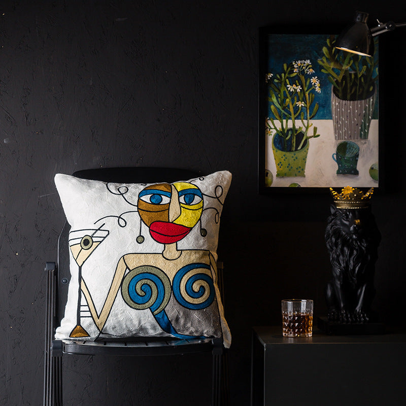 HKM-343251 Geometric Abstraction Cotton Pillowcase - European Style Cushion Cover