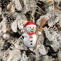 HKM-343251 Modern White Acrylic Christmas Snowman Decorative Hanging Pendant - 8cm