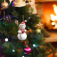 HKM-343251 Modern White Acrylic Christmas Snowman Decorative Hanging Pendant - 8cm