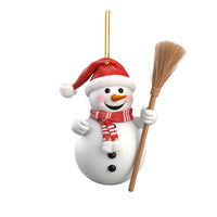 HKM-343251 Modern White Acrylic Christmas Snowman Decorative Hanging Pendant - 8cm