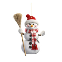 HKM-343251 Modern White Acrylic Christmas Snowman Decorative Hanging Pendant - 8cm