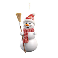 HKM-343251 Modern White Acrylic Christmas Snowman Decorative Hanging Pendant - 8cm