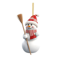 HKM-343251 Modern White Acrylic Christmas Snowman Decorative Hanging Pendant - 8cm