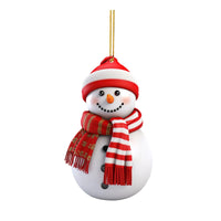 HKM-343251 Modern White Acrylic Christmas Snowman Decorative Hanging Pendant - 8cm
