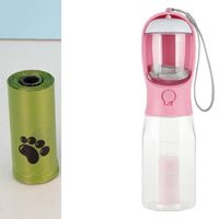 HKM-343315 3 In 1 Portable Pet Water Bottle and Food Feeder with Poop Bag Dispenser - Leak-Proof Design and Easy to Carry