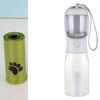 HKM-343315 3 In 1 Portable Pet Water Bottle and Food Feeder with Poop Bag Dispenser - Leak-Proof Design and Easy to Carry