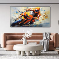 HKM-343379 Handmade Oil Painting Canvas Wall Art – Motorcycle Sports Design for Boys and Girls, No Frame, Multiple Sizes Available