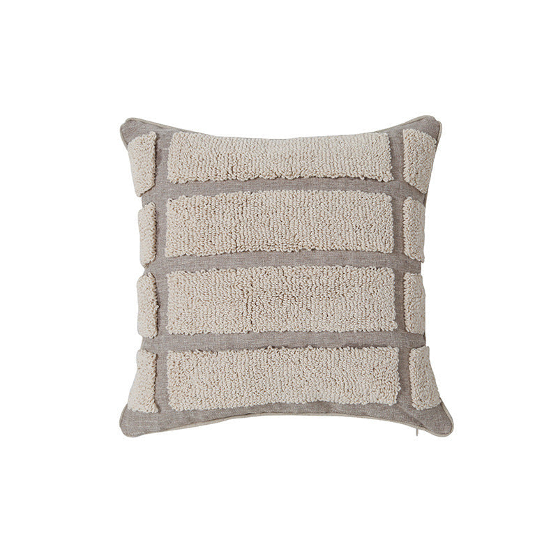 HKM-343507 Geometric Circle Tufted Pillow Cover in Cotton-Linen Blend, 45x45cm