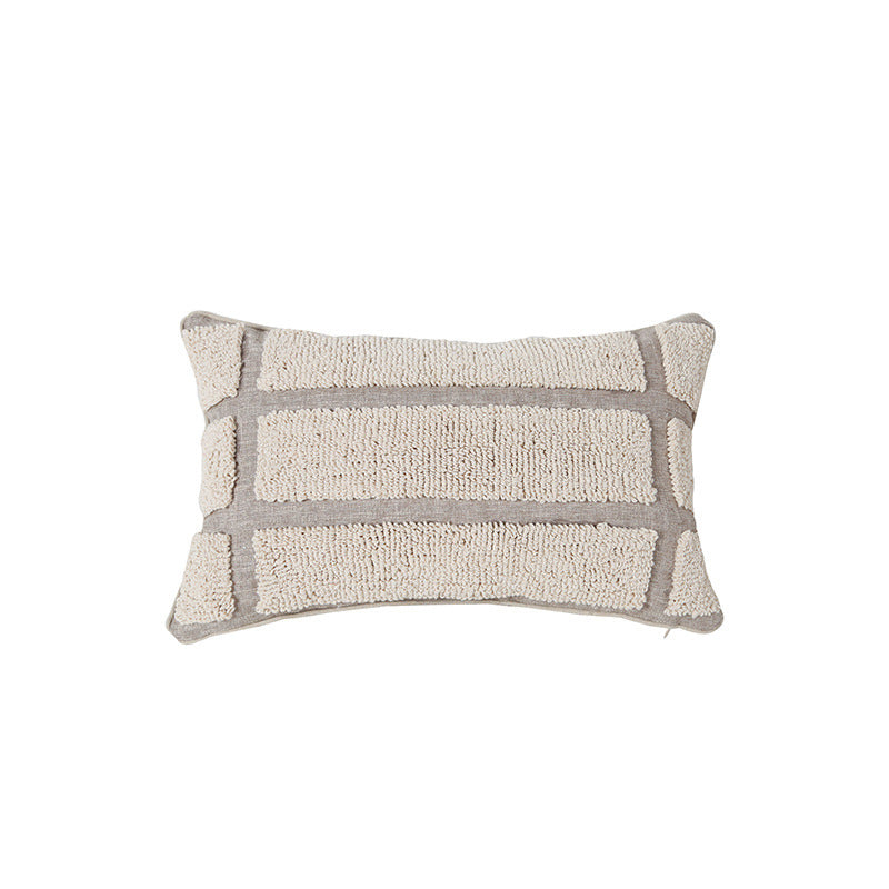 HKM-343507 Geometric Circle Tufted Pillow Cover in Cotton-Linen Blend, 45x45cm