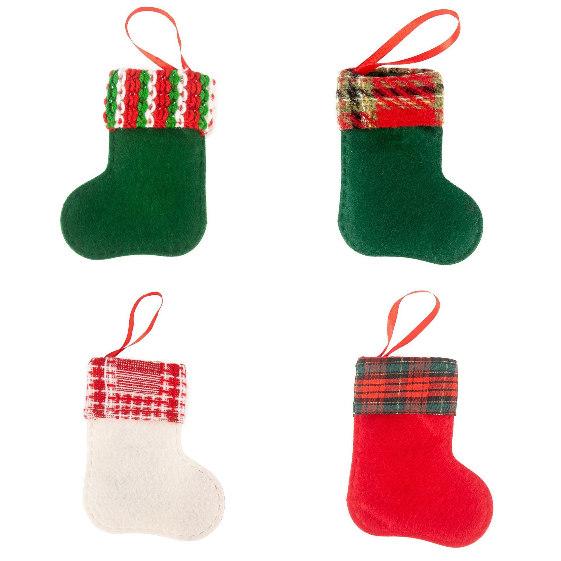 HKM-343571 Creative Christmas Socks Decoration Charms - Set of 4 Non-Woven Fabric Pendants