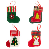 HKM-343571 Creative Christmas Socks Decoration Charms - Set of 4 Non-Woven Fabric Pendants