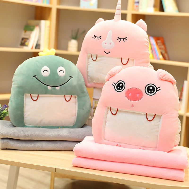HKM-343571 Winter Plush Hand Warmer Pillow with Mobile Phone Viewing Blanket