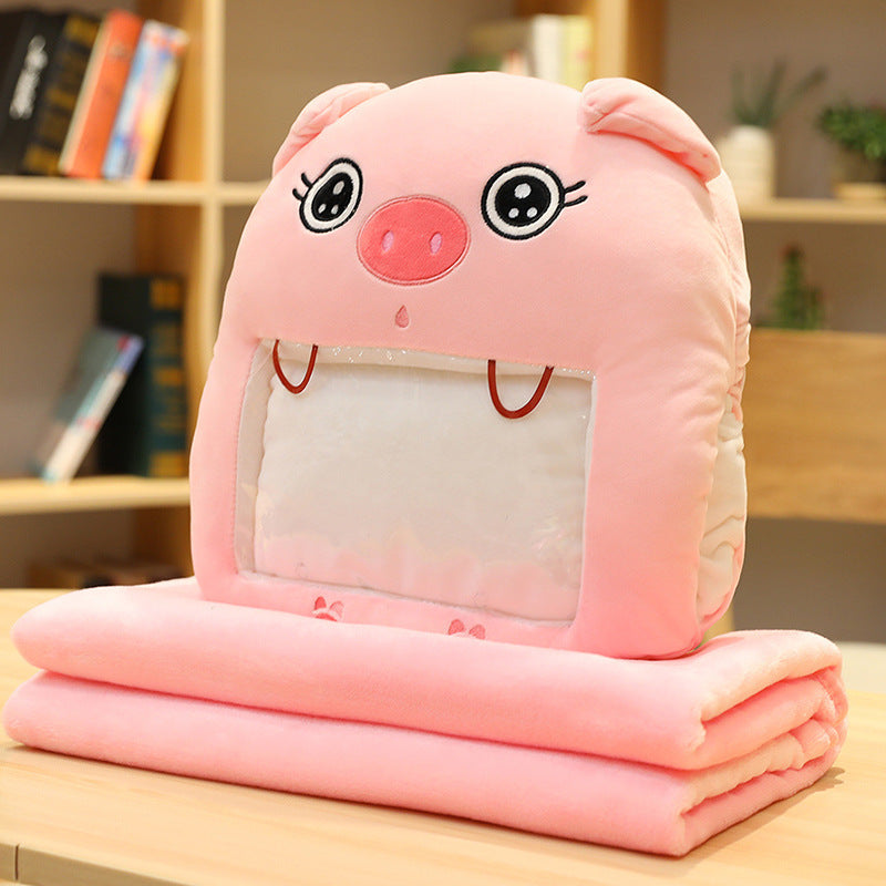 HKM-343571 Winter Plush Hand Warmer Pillow with Mobile Phone Viewing Blanket