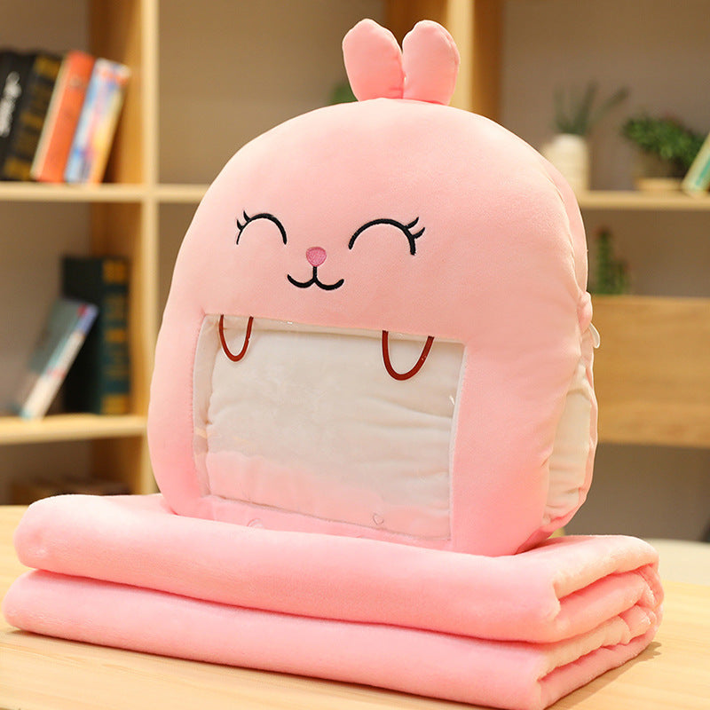 HKM-343571 Winter Plush Hand Warmer Pillow with Mobile Phone Viewing Blanket