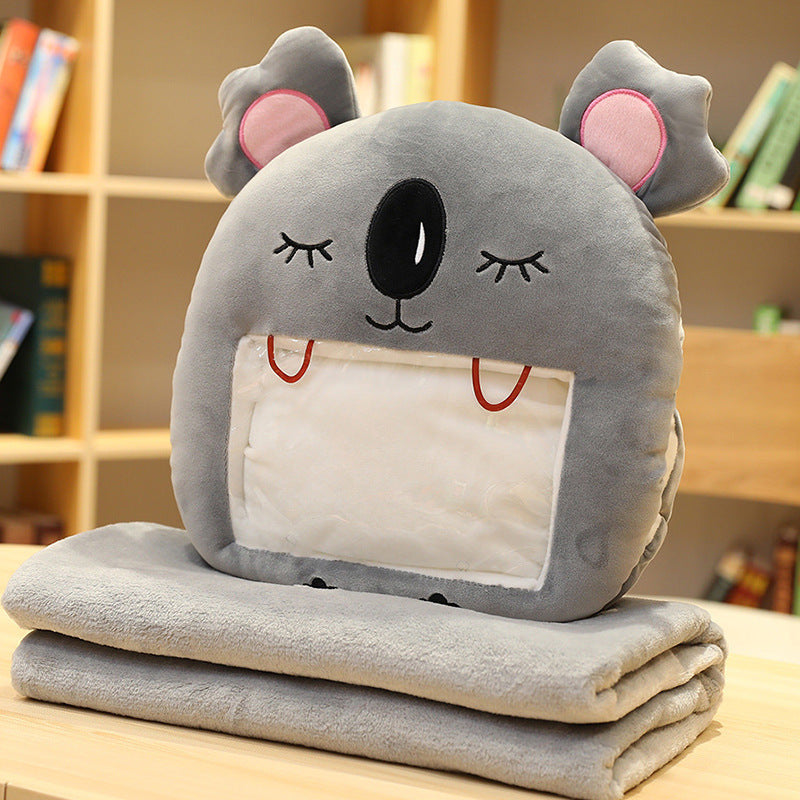 HKM-343571 Winter Plush Hand Warmer Pillow with Mobile Phone Viewing Blanket