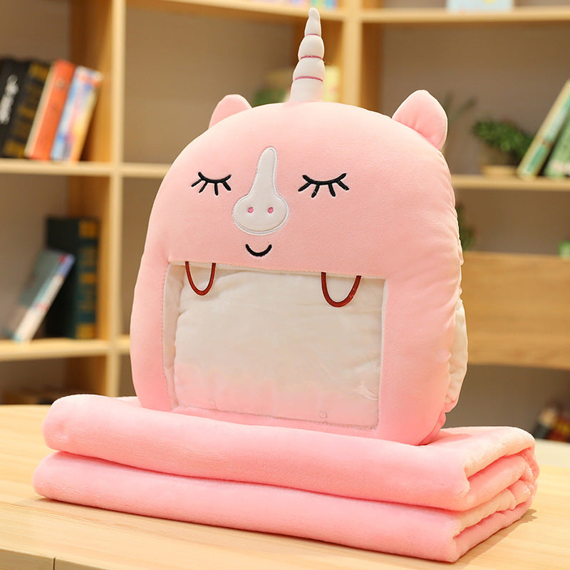 HKM-343571 Winter Plush Hand Warmer Pillow with Mobile Phone Viewing Blanket