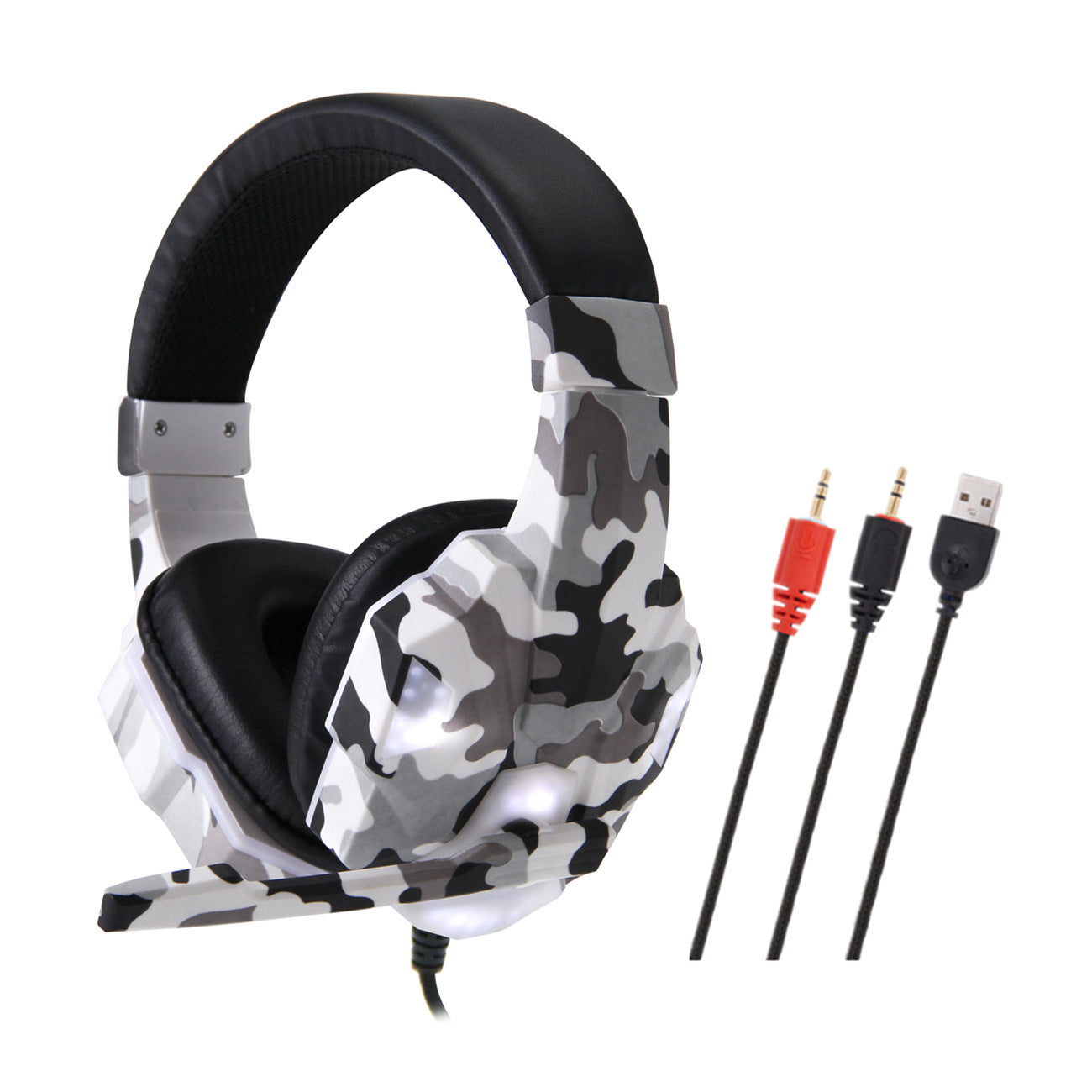 HKM-343635 Camouflage Wireless Headset Earphone with Microphone and 3.5mm Plug