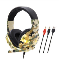 HKM-343635 Camouflage Wireless Headset Earphone with Microphone and 3.5mm Plug