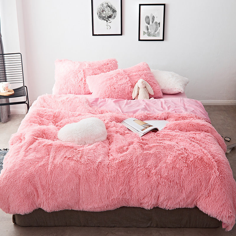 HKM-343763 Crystal Velvet Four-Piece Bedding Set in Cloud Mink Velvet - Personalized Fashion Design