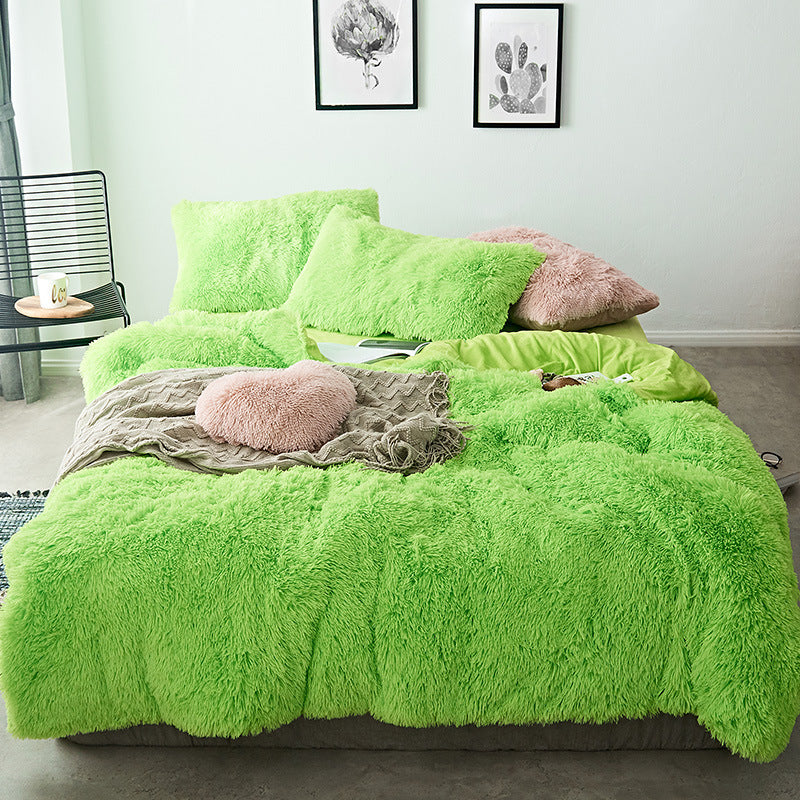 HKM-343763 Crystal Velvet Four-Piece Bedding Set in Cloud Mink Velvet - Personalized Fashion Design