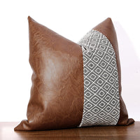 HKM-343827 American Style PU and Cotton Sofa Cushion Pillowcase - 45x45cm