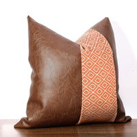 HKM-343827 American Style PU and Cotton Sofa Cushion Pillowcase - 45x45cm