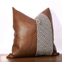 HKM-343827 American Style PU and Cotton Sofa Cushion Pillowcase - 45x45cm