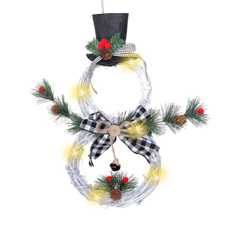 HKM-343891 Christmas Wreath Pendant LED Garland - 40x21cm Polyester Decor for Homes and Businesses