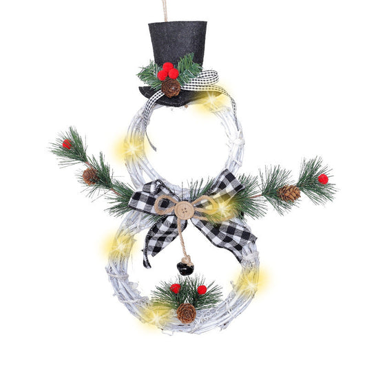 HKM-343891 Christmas Wreath Pendant LED Garland - 40x21cm Polyester Decor for Homes and Businesses