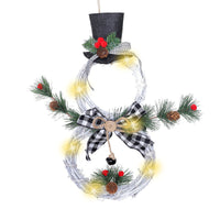 HKM-343891 Christmas Wreath Pendant LED Garland - 40x21cm Polyester Decor for Homes and Businesses