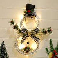 HKM-343891 Christmas Wreath Pendant LED Garland - 40x21cm Polyester Decor for Homes and Businesses