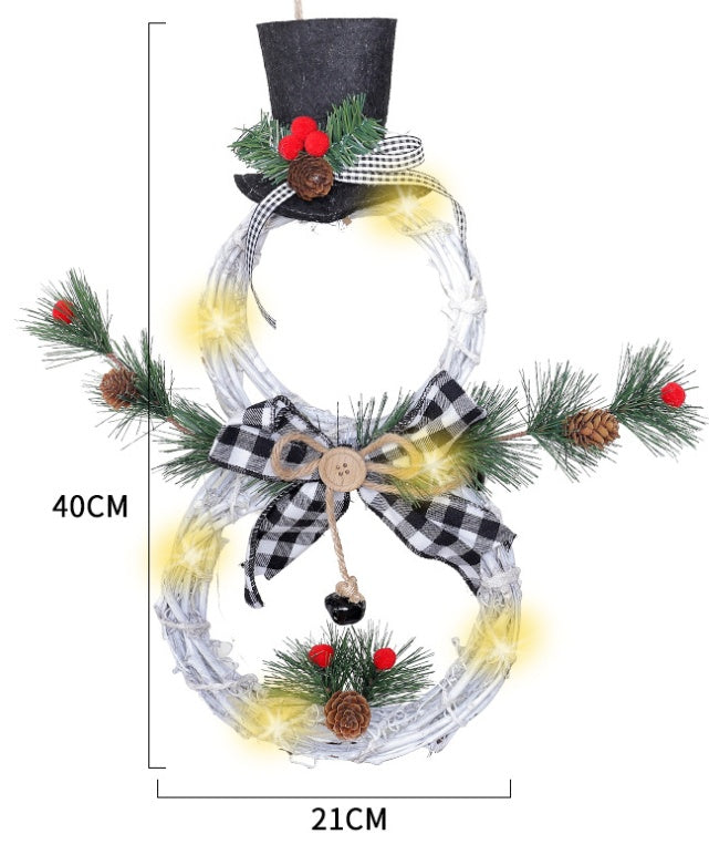 HKM-343891 Christmas Wreath Pendant LED Garland - 40x21cm Polyester Decor for Homes and Businesses