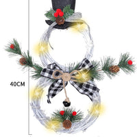 HKM-343891 Christmas Wreath Pendant LED Garland - 40x21cm Polyester Decor for Homes and Businesses