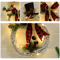 HKM-343891 Christmas Wreath Pendant LED Garland - 40x21cm Polyester Decor for Homes and Businesses