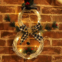 HKM-343891 Christmas Wreath Pendant LED Garland - 40x21cm Polyester Decor for Homes and Businesses