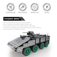 HKM-344019 Metal Military Armored Car Model Kit - 797 PCS Stainless Steel 3D Construction Puzzle Toy for Ages 8 and Up