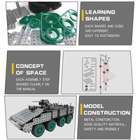 HKM-344019 Metal Military Armored Car Model Kit - 797 PCS Stainless Steel 3D Construction Puzzle Toy for Ages 8 and Up