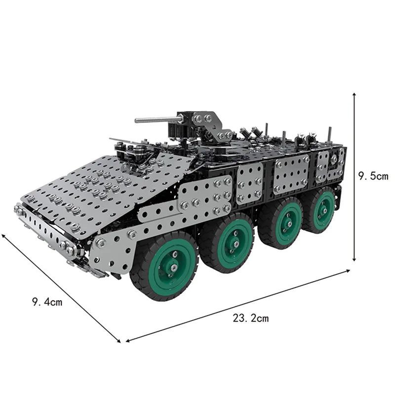 HKM-344019 Metal Military Armored Car Model Kit - 797 PCS Stainless Steel 3D Construction Puzzle Toy for Ages 8 and Up