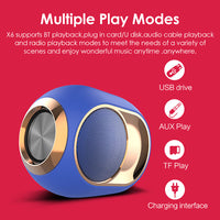 HKM-344147 X6 Wireless Bluetooth Speaker with 1200mAh Battery and Subwoofer Performance