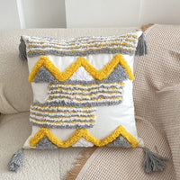 HKM-344403 Bohemian Tufted Pentagram Pillow - Cotton, Multiple Geometric Designs