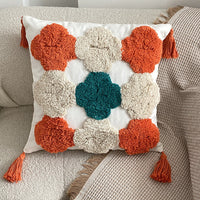 HKM-344403 Bohemian Tufted Pentagram Pillow - Cotton, Multiple Geometric Designs