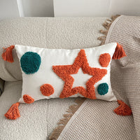 HKM-344403 Bohemian Tufted Pentagram Pillow - Cotton, Multiple Geometric Designs