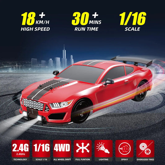 HKM-344403 Electric 1/16 Scale Remote Control Drift Car - 18KM/H Speed, 2.4GHz, Indoor/Outdoor for Ages 5+