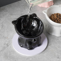 HKM-344467 Ceramic High Foot Cat Bowl for Stylish Pet Dining - Available in Multiple Colors