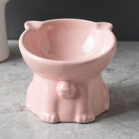 HKM-344467 Ceramic High Foot Cat Bowl for Stylish Pet Dining - Available in Multiple Colors