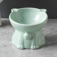 HKM-344467 Ceramic High Foot Cat Bowl for Stylish Pet Dining - Available in Multiple Colors