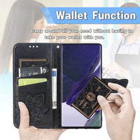 HKM-344531 Diamond-Encrusted Butterfly Embossed Leather Phone Case for Samsung - Shockproof & Magnetic Closure