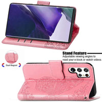 HKM-344531 Diamond-Encrusted Butterfly Embossed Leather Phone Case for Samsung - Shockproof & Magnetic Closure