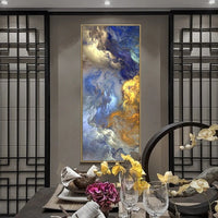 HKM-344531 Frameless Blue Wave Scroll HD Inkjet Canvas Painting for Modern Decor